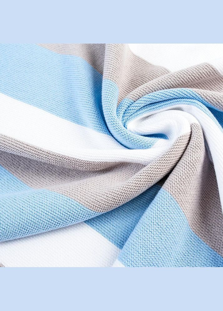 Плед детский трикотажный 70х90 см PAPAELLA с шапочкой натуральный хлопок вязаный голубая IDEIA (334726970)