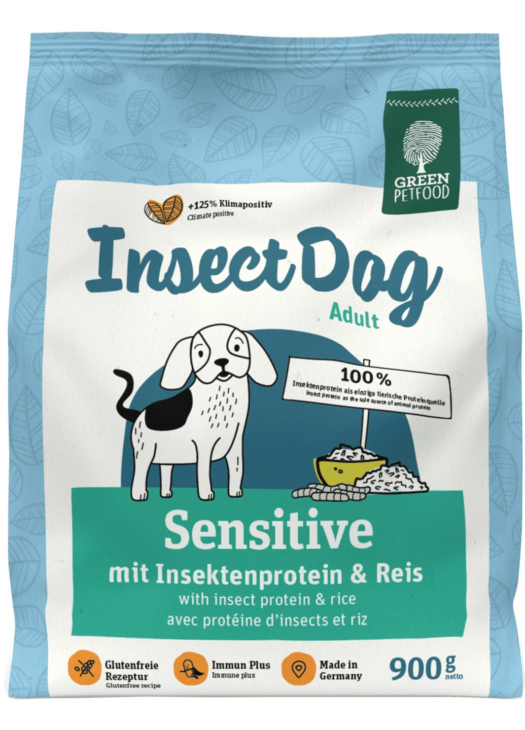 Сухой корм гипоаллергенный для взрослых собак InsectDog Sensitive 900 г (4032254748076) Green Petfood (279571224)