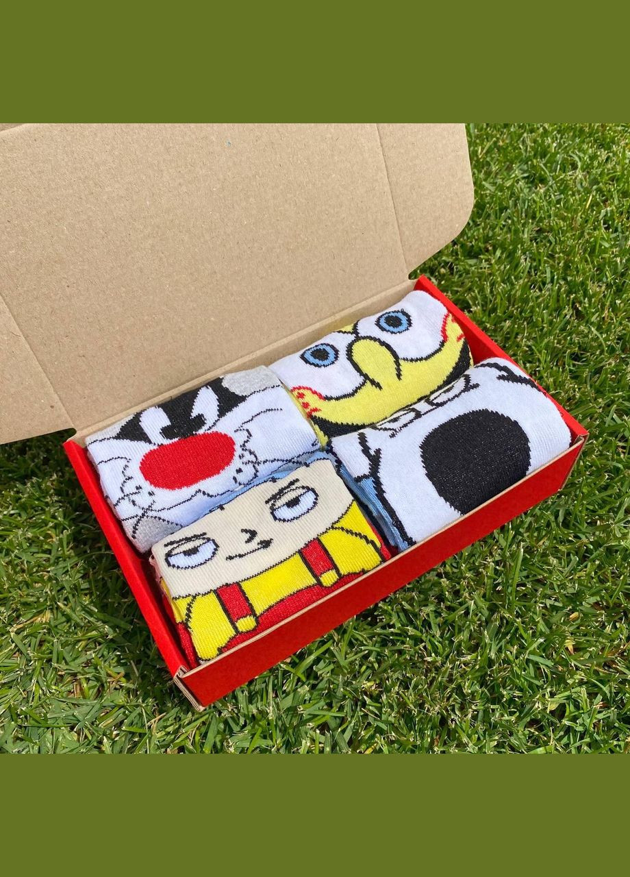 Комбіновані набір жіночих мультяшних шкарпеток 36-41 4 пари у коробці Vakko (308336825)