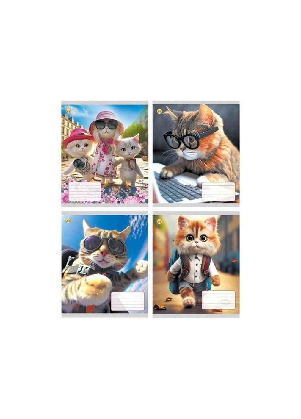 Зошит в косу лінію 12арк. 25 шт./пач Тверда 43114 Котячий стиль ТМ Тетрада (304263837)