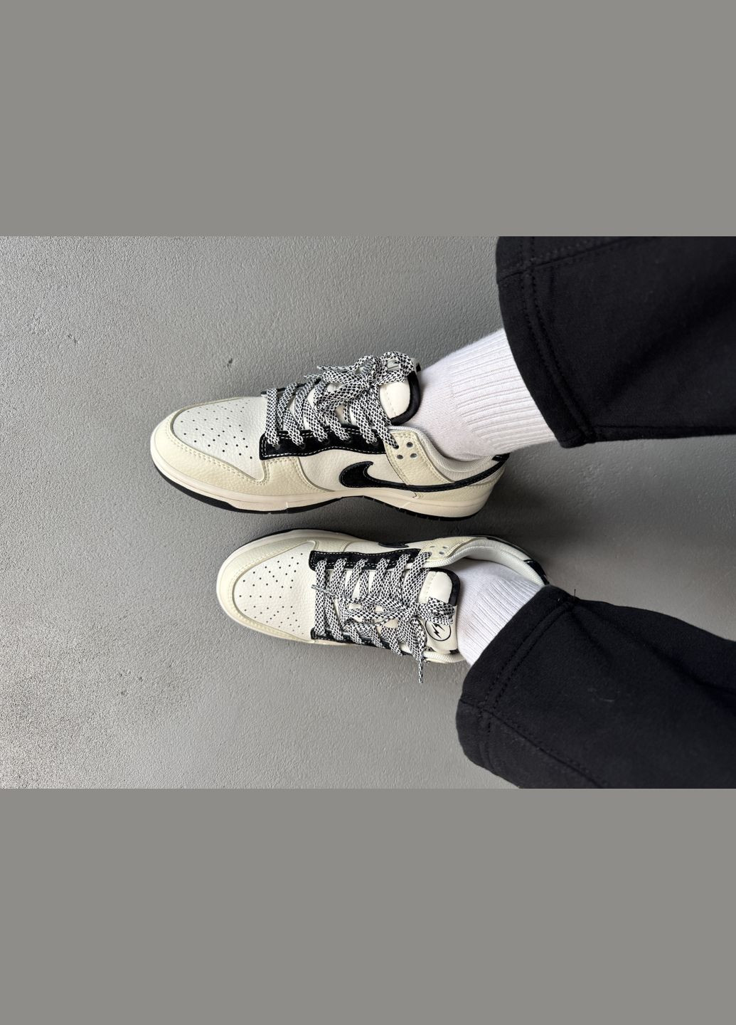 Бежевые демисезонные кроссовки мужские и женские nike sb dunk beige black | найк сб данк низкие бежевые черные No Brand