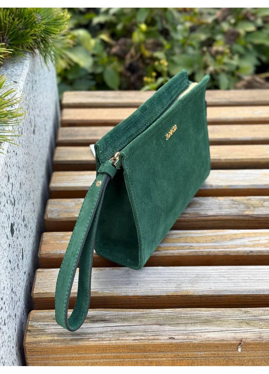 Жіноча косметичка Натуральна замша зелена (2034-850) Karya (368828582)