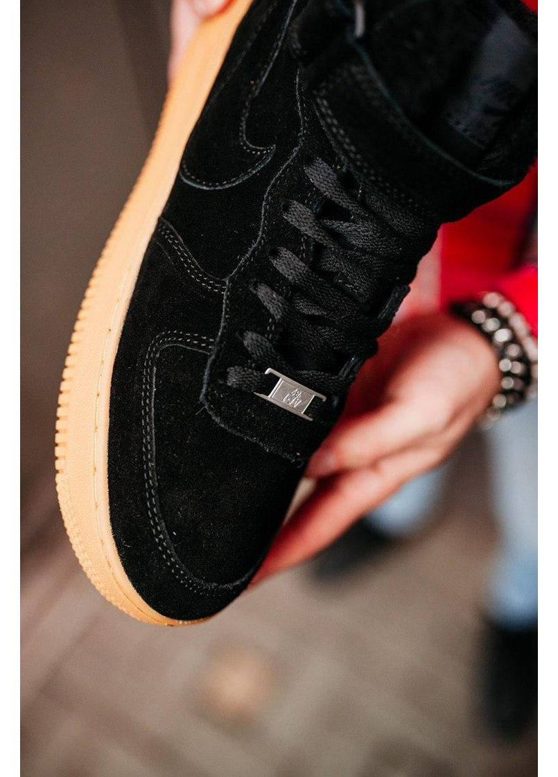 Чорні Зимовий кросівки чоловічі nike air force 1 high black gum найк аір форс 1 преміум No Brand