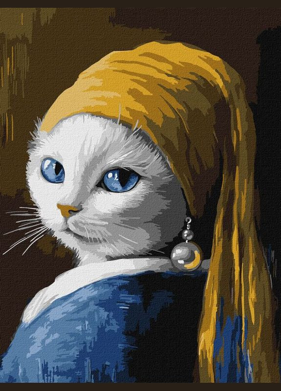 Картина за номерами Кішка з перловою сережкою ©art_selena_ua 30x40 KHO6687 Ідейка (322268091)