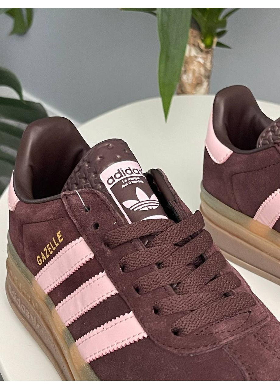 Кроссовки женские Adidas Gazelle Bold Platform Brown Pink | Адидас Газель коричневые No Brand коричневые демисезоны (360894509)