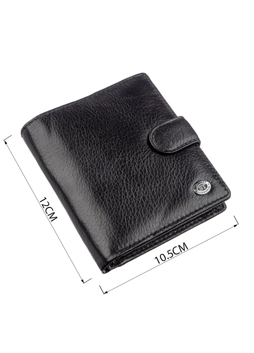 Небольшой кожаный кошелек для мужчин Черный 10,5х12 см st leather (391295502)