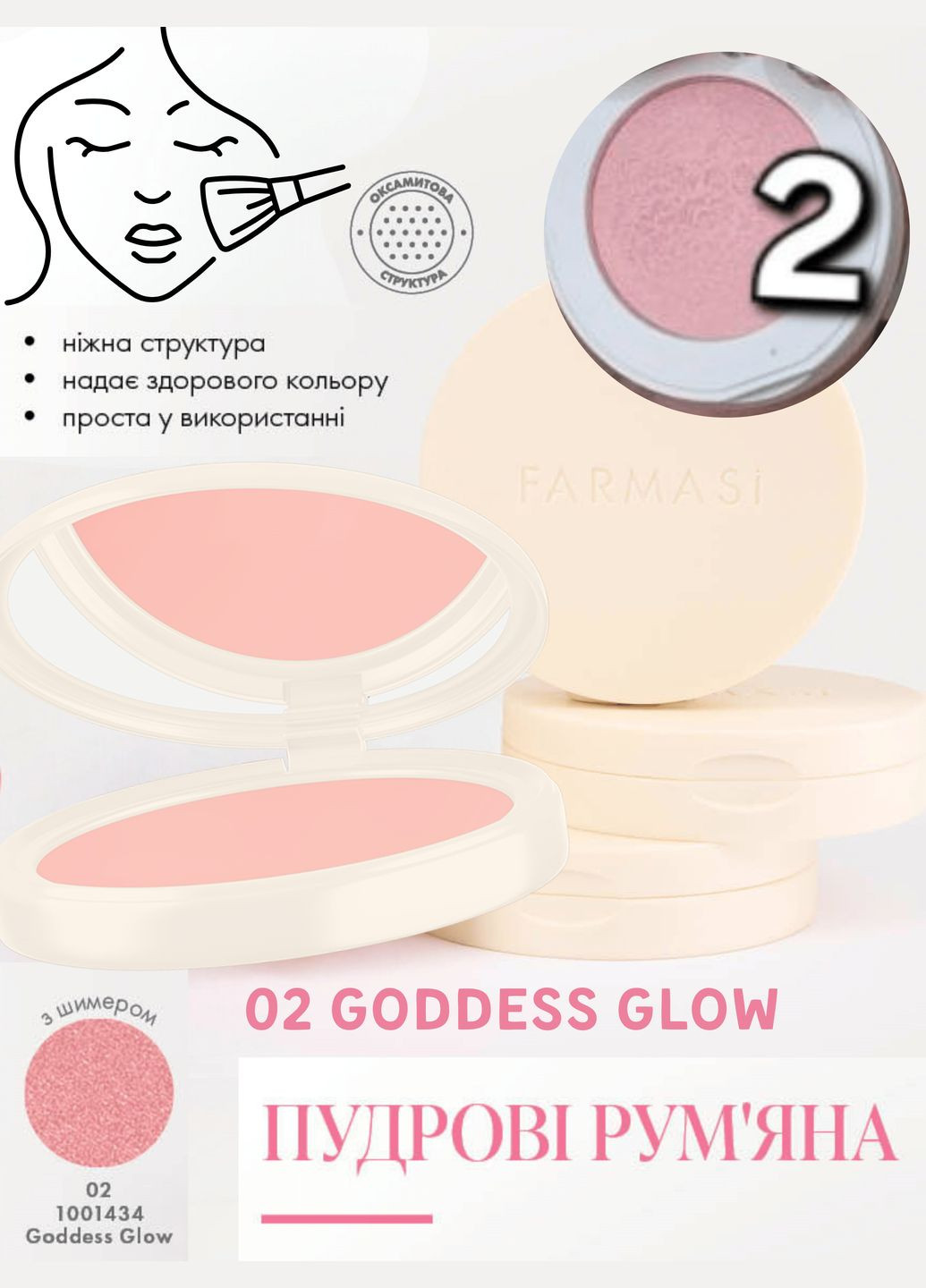 Пудрові рум'яна 02 Goddess Glow 4,5 г Farmasi (296008560)