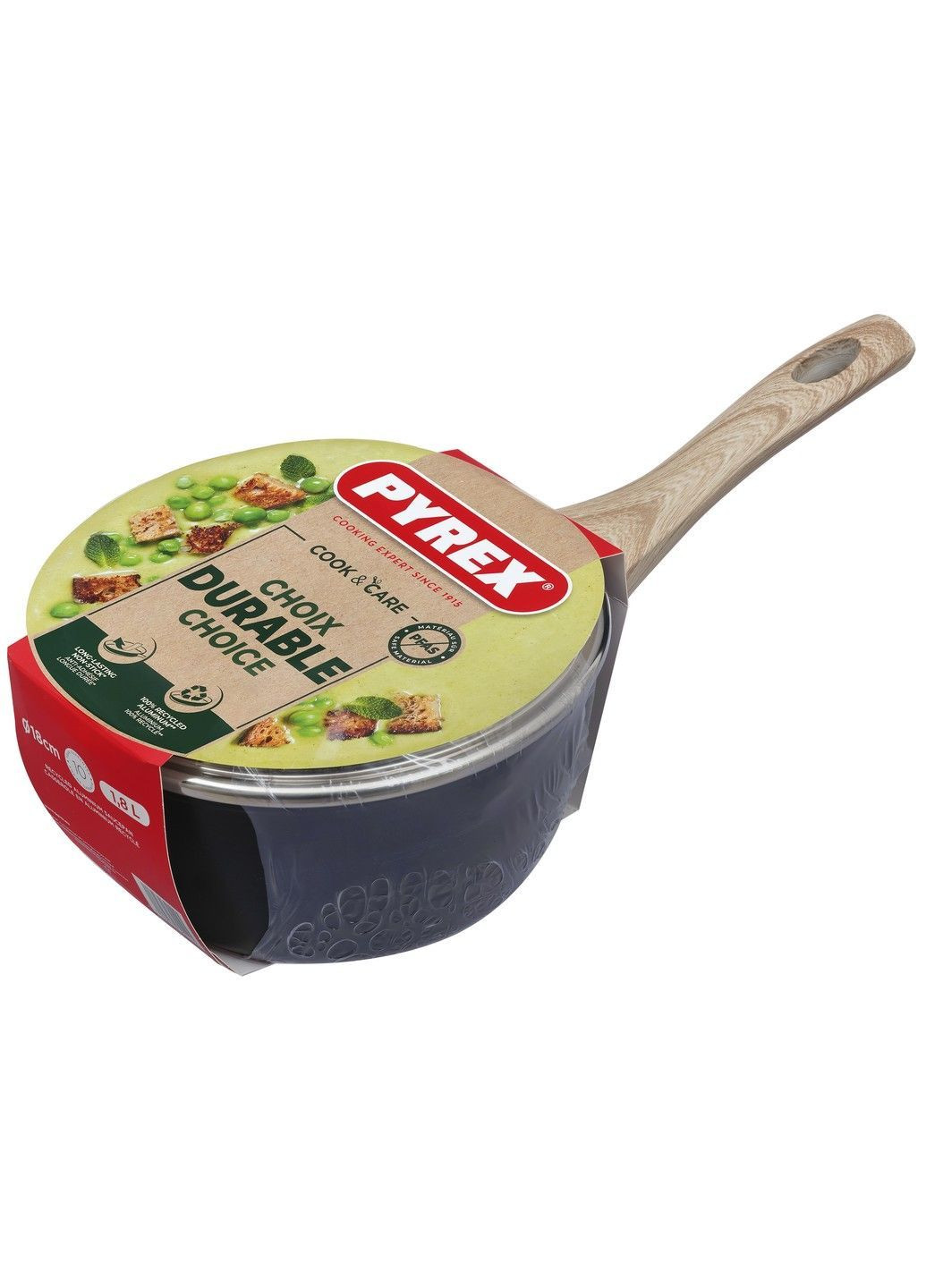 Ковш Cook&Care 18см индукция с крышкой (CR18AP6/8044) Pyrex (365278379)