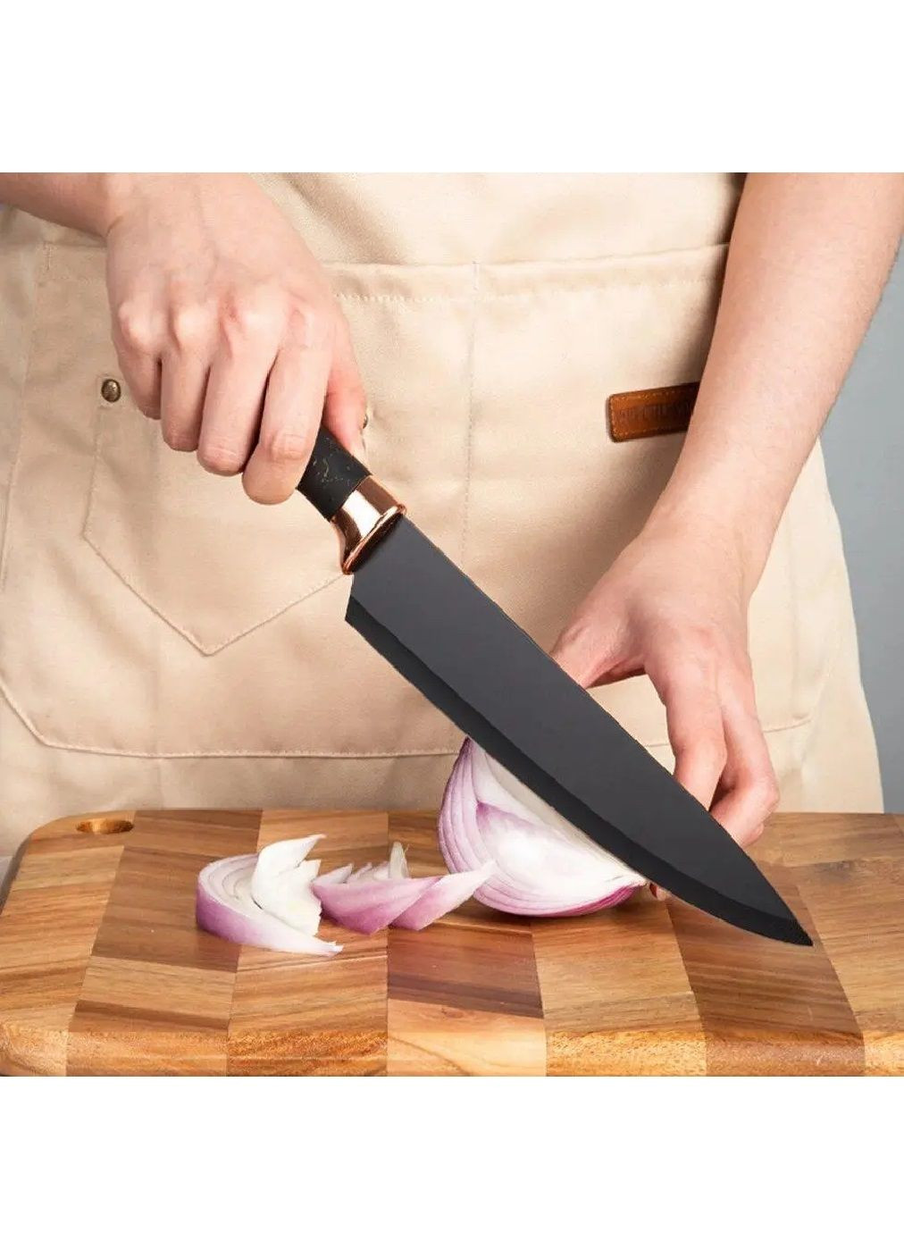 Комплект кухонных ножей с подставкой точилкой овощечисткой ножницами для кухни 9 предметов (480887-Prob) Черный Unbranded чёрные, нержавеющая сталь, пластик