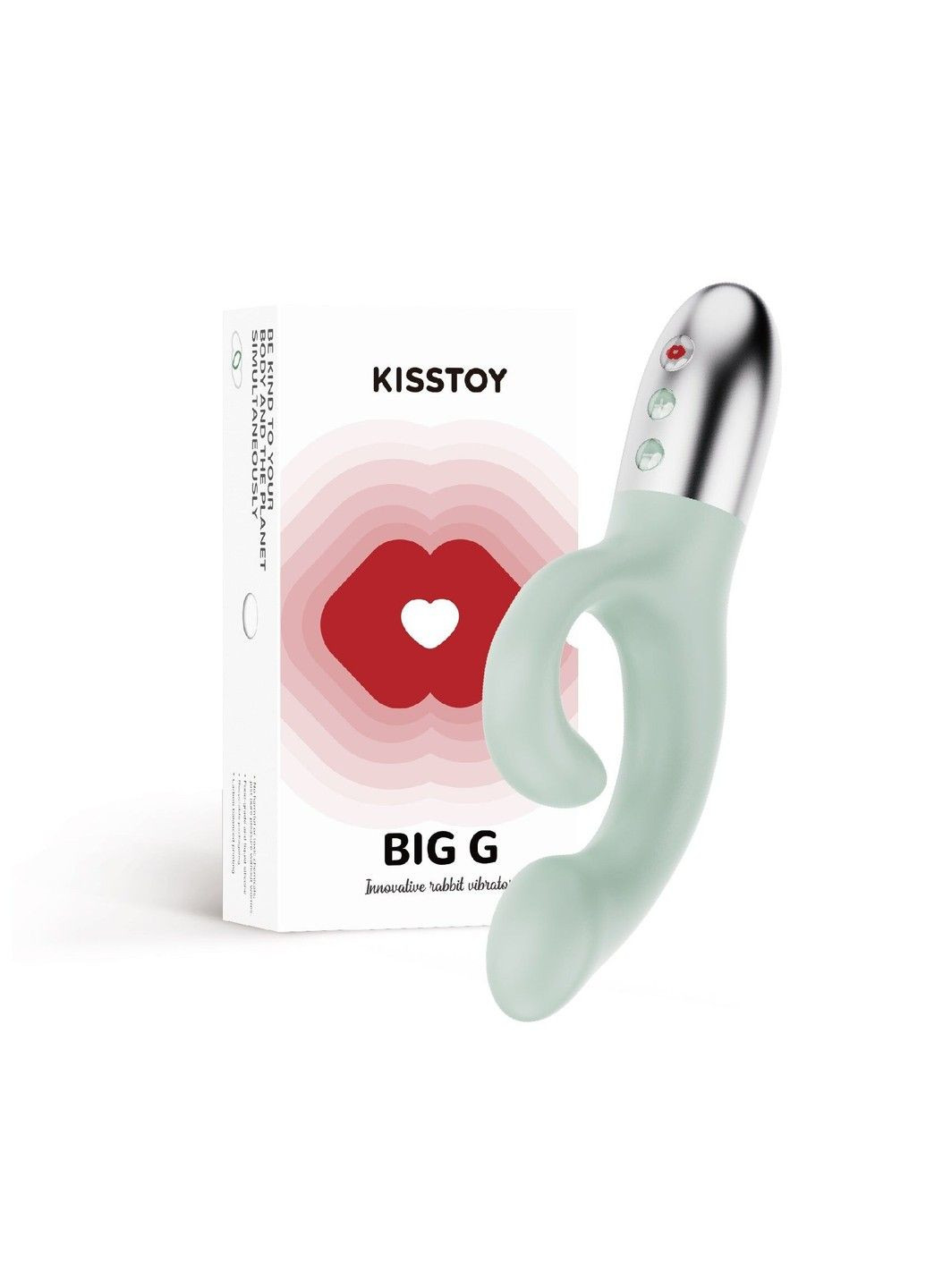 Вибратор-кролик для точки G Big G Green, изогнутый отросток, автоматический подогрев KisToy (315497876)