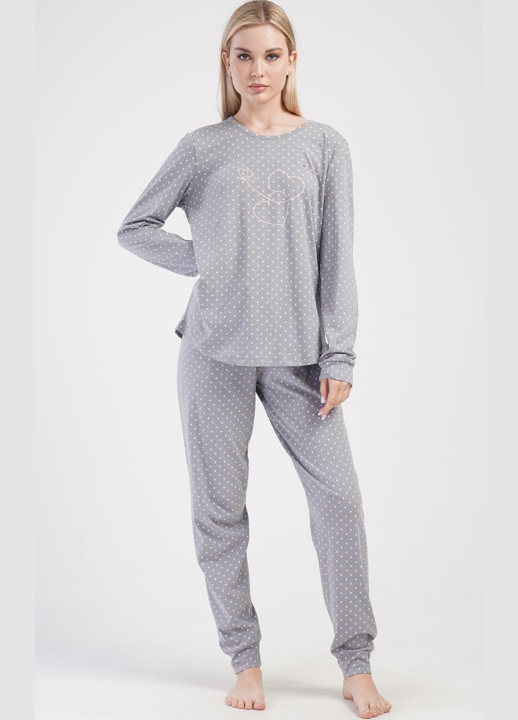 Серая всесезон пижама женская (лонгслив, брюки) лонгслив + брюки Vienetta