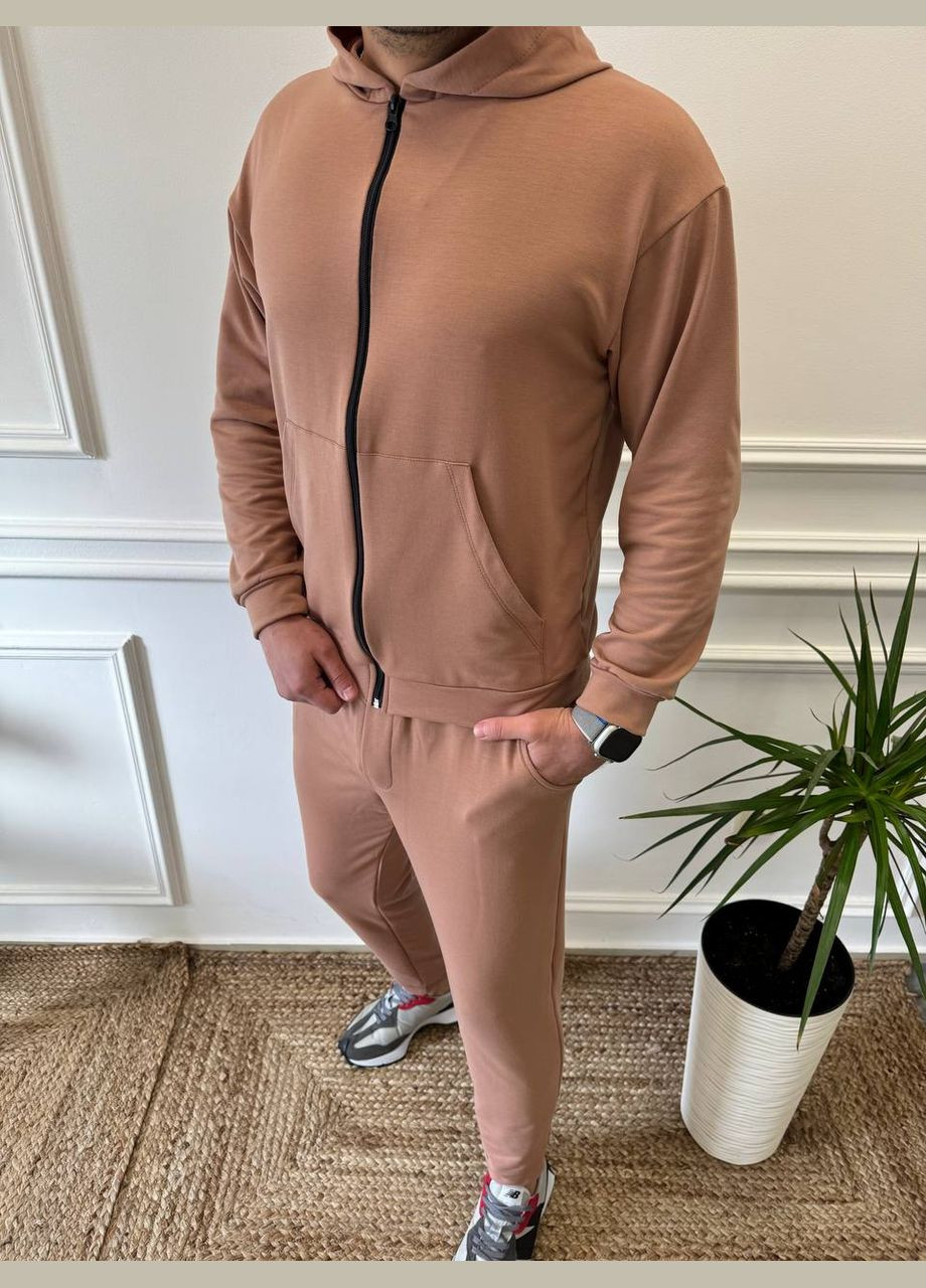 Кавовий костюм на блискавці No Brand