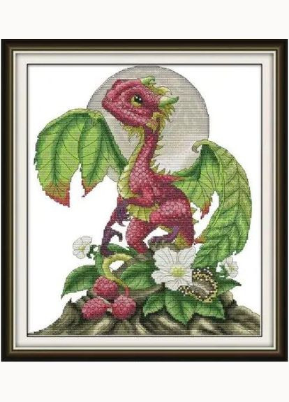 Набор для вышивания по нанесённой на канву схеме "Raspberry Dragon".AIDA 14CT printed, 32*36 см Joy Sunday (313613012)