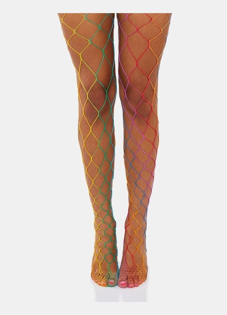 Колготки в велику сітку декоративні яскраві Веселка No Brand Колготки Сітка Веселка (341307312)