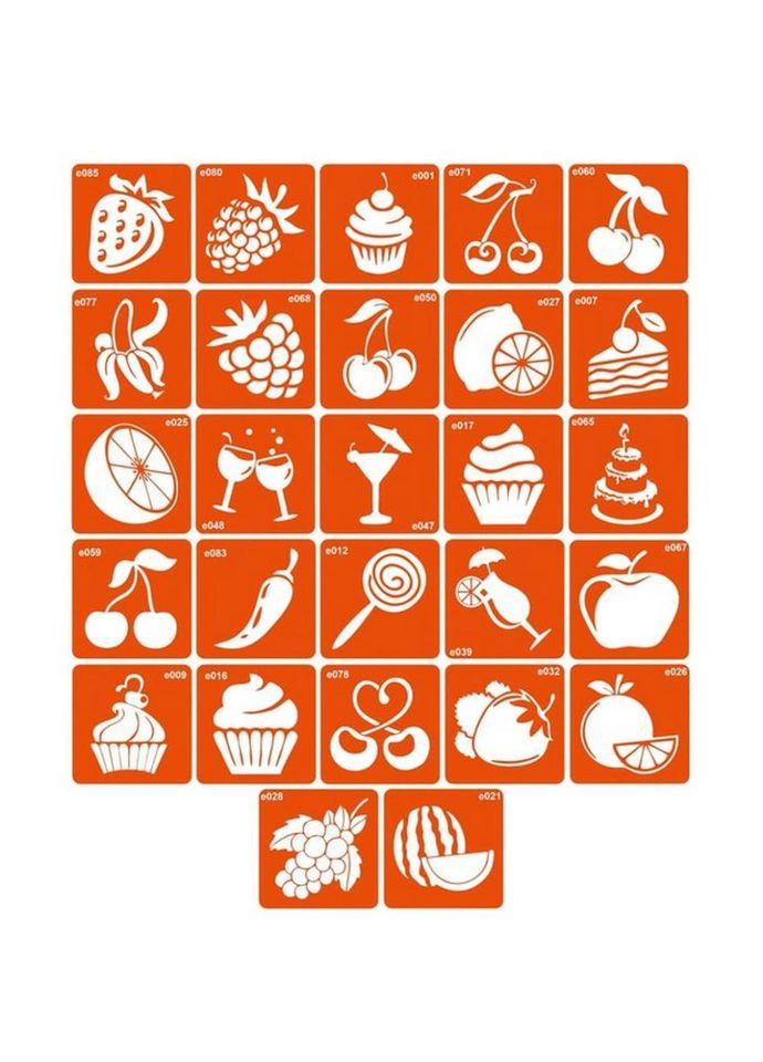 Набор трафаретов для биотату "E - еда" e_simple_5x5_27_1 No Brand (330606971)