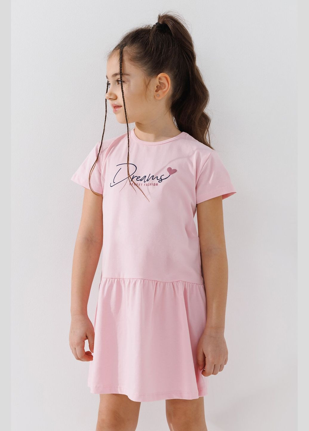 Розовое платье с принтом для девочки 16519 140 см розовый shop (2000990923639) Baby Show (322213063)