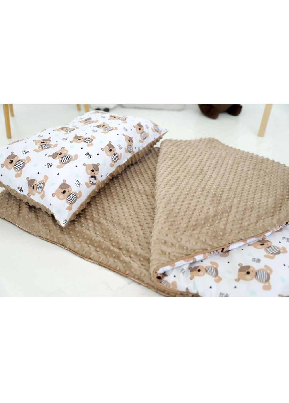 Детский спальный мешок для детей на молнии с подушкой чехлом для хранения переноски (479328-Prob) Мишки размер S Unbranded (317216625)