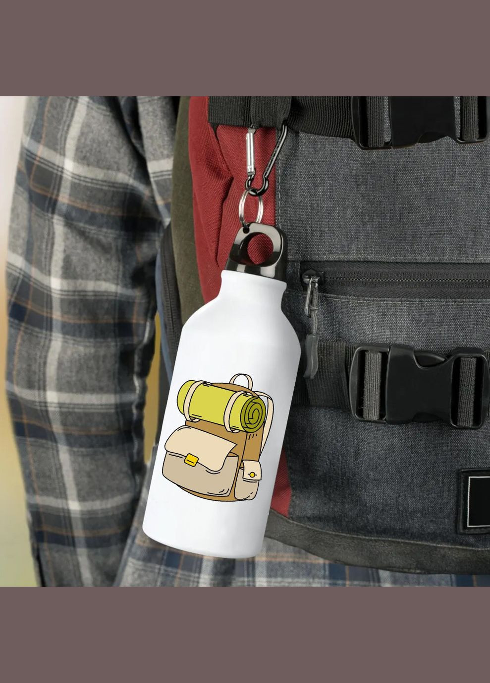 Фляга (пляшка) для води з карабіном Туристична, Для кемпінгу #033 500 мл Білий No Brand (323640013)