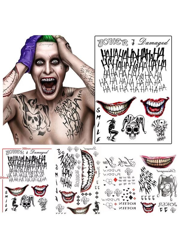Тимчасові татуювання Джокер та Харлі Квін "Suiсide Squade" Тату-сет 1559803J00 Tattoo (366891053)