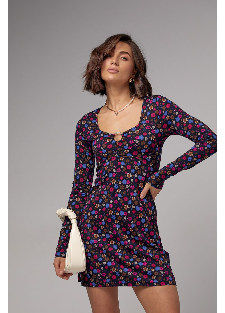 Фуксинова (кольору Фукія) повсякденний, ділова коротка сукня з квітковим принтом Byron з квітковим принтом