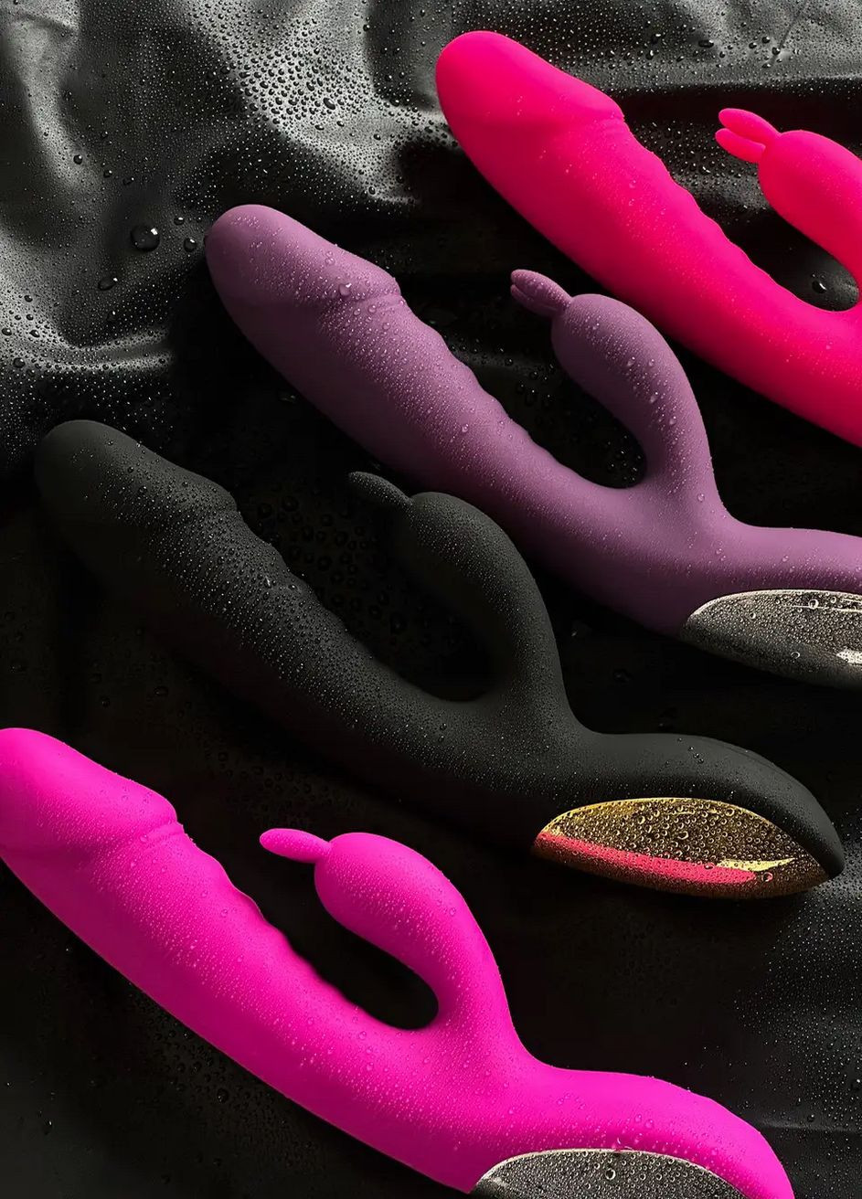 Подвійний вібратор кролик рожевий No Brand (316553373)