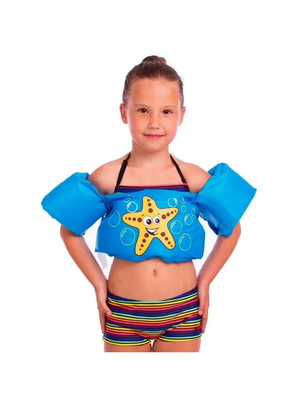 Дитячий надувний жилет із нарукавниками для плавання в басейні на пляжі від 3 років 48х14х23 см (480480-Prob) Блакитний Unbranded (336144003)