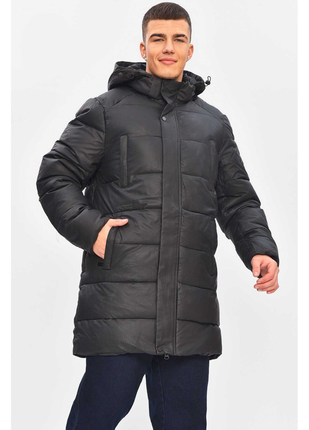 Чорна зимня куртка чоловіча єврозима чорного кольору Let's Shop
