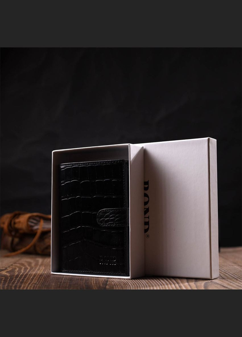 Фактурное портмоне для мужчин из натуральной кожи с тиснением под крокодила 22057 Bond (329195177)