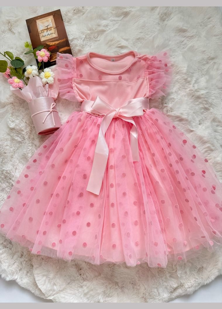 Розовое платье для девочки цвет розовый 10731 No Brand (322503097)