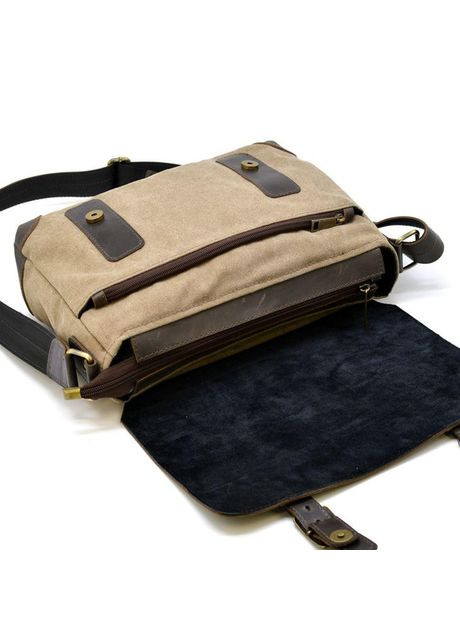 Сумка портфель через плече чоловіча з натуральної шкіри та текстилю середня Коричневий 37895 TARWA (355245415)