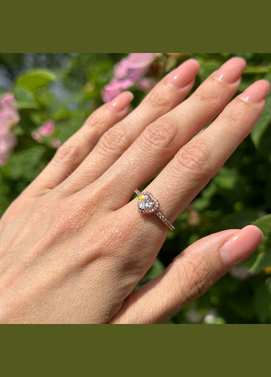 Срібна каблучка Rose „Блискуче прозоре серце“ No Brand (330768369)