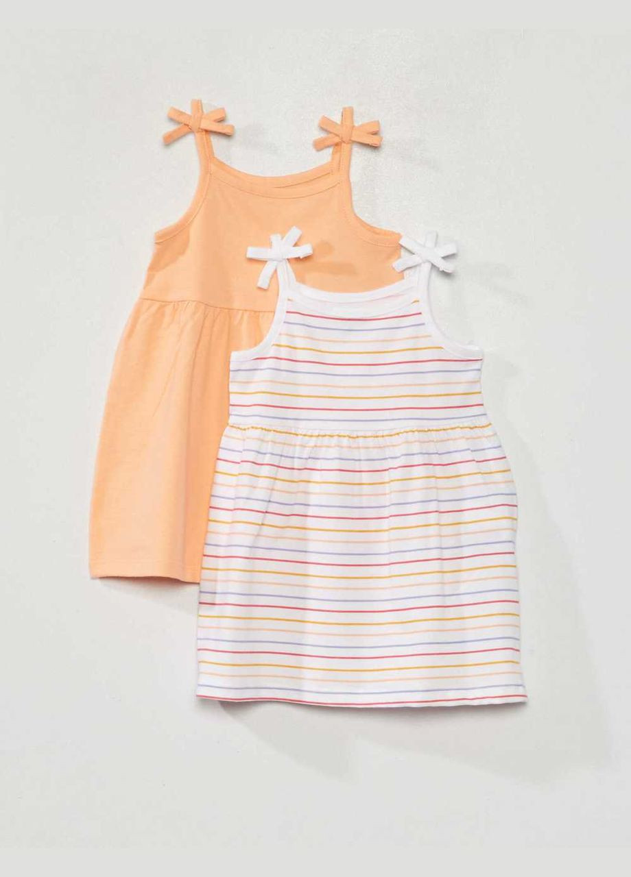 Персиковое платье лето,персиковый-молочный в полоску, Kiabi (292301523)