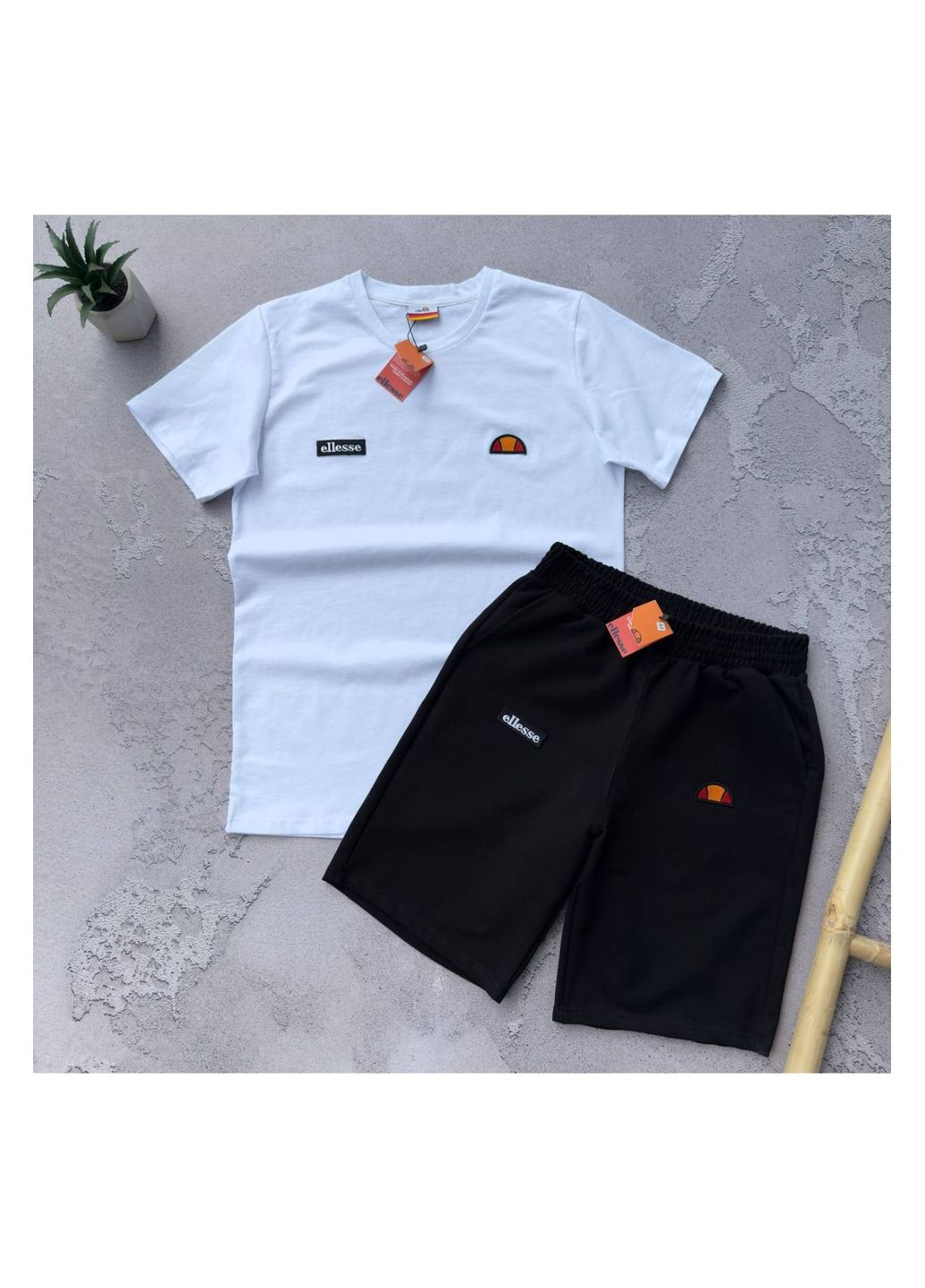 Черно-белый летний мужской комплект No Brand