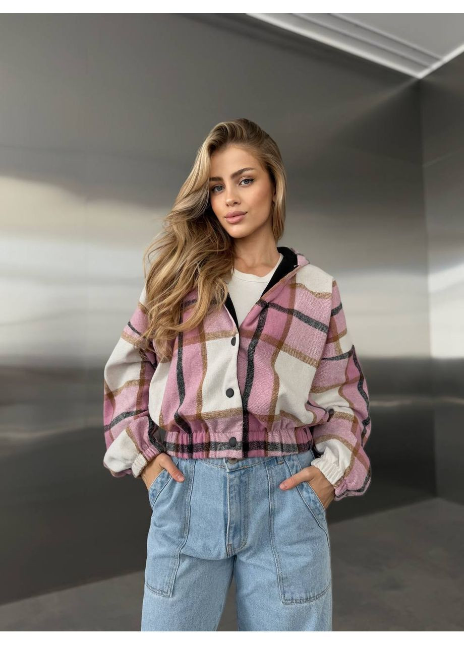 Женский кашемировый бомбер в клетку (363839558)