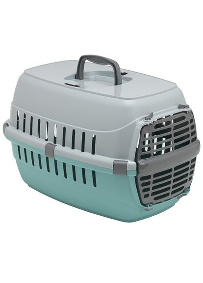 Переноска для собак и котов Road Runner 1 пластиковая дверь 48.6х32.3х30.3 см Серый с мятным (5412087019571) Moderna (332880490)