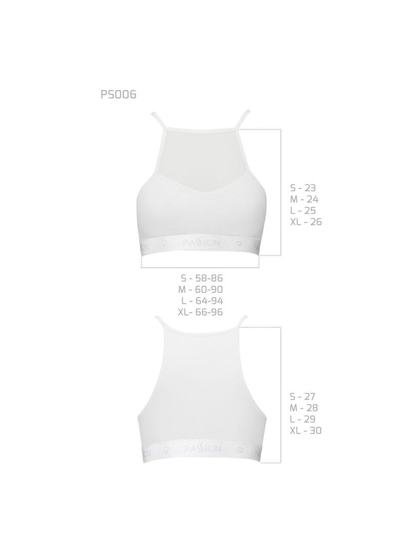 Белый спортивный топ с прозрачной вставкой ps006 top, white - cherrylove Passion