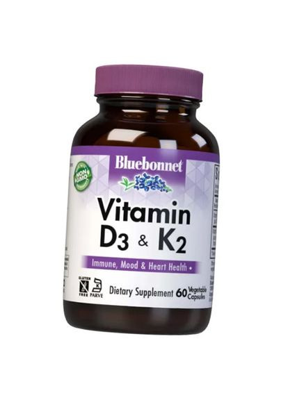 Vitamin D3 & K2 60вегкапс (36393120) Bluebonnet Nutrition (293254063)