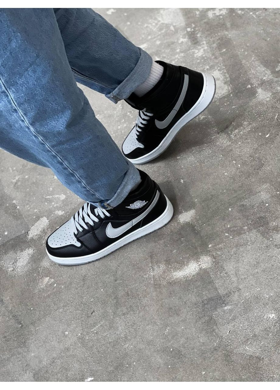 КРОСІВКИ ЖІНОЧІ NIKE AIR JORDAN RETRO 1 HIGH BLACK GREY SWOOSH НАЙК АІР ДЖОРДАН No Brand сірі зими (369389522)