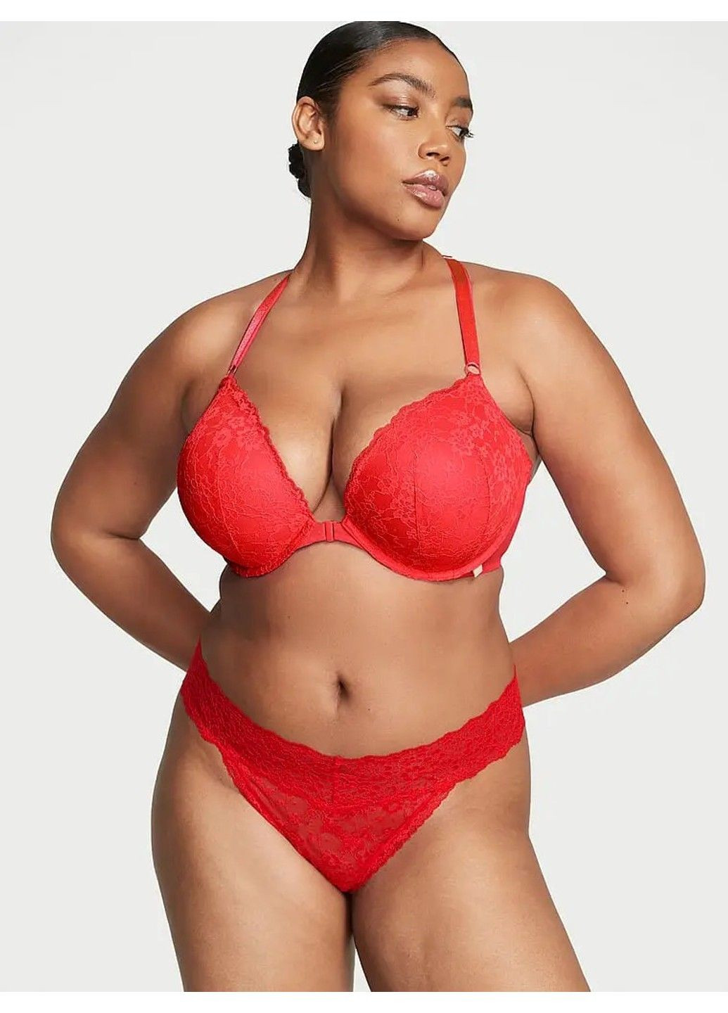 Набор Трусиков Lace Cheeky Panty Red + Сетевые Трусики Thong Panty Red + Бесшовные трусики No-Show Thong Red Victoria's Secret (317788942)