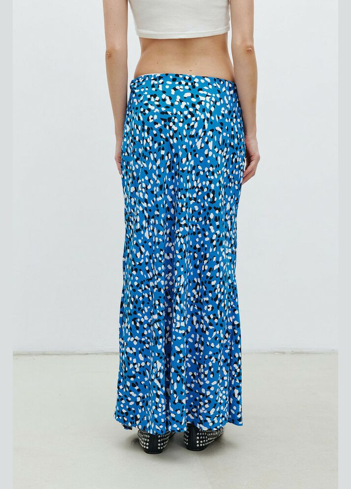 Синяя юбка летняя синяя меди с принтом mkrm4183-2 Modna KAZKA