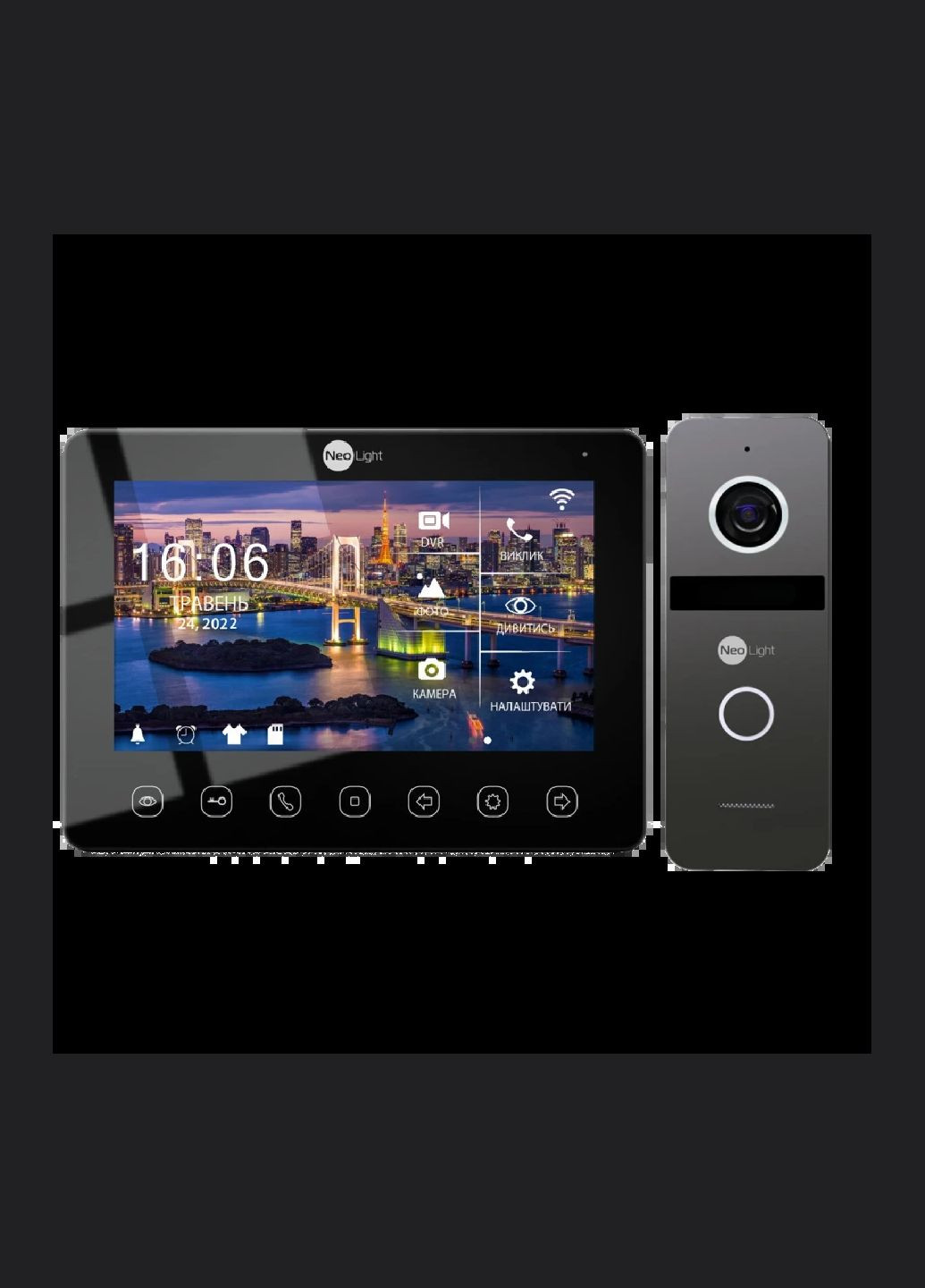 Комплект видеодомофона с Wi-Fi 7” NeoKIT HD WF (OMEGA+ HD WF Black + SOLO FHD Graphite) NeoLight (340548532)