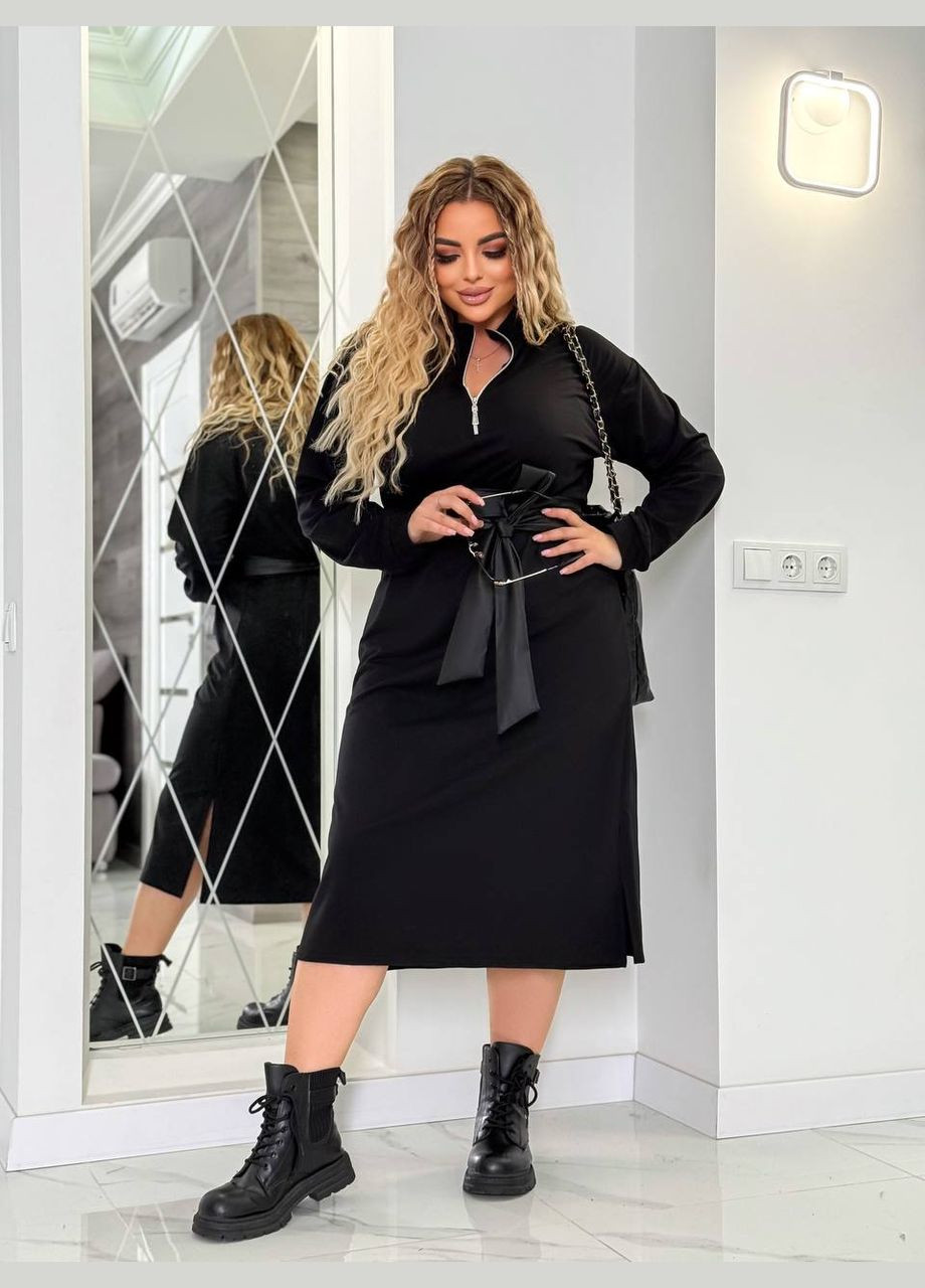 Чорна кежуал сукня в стилі спорт шик No Brand однотонна