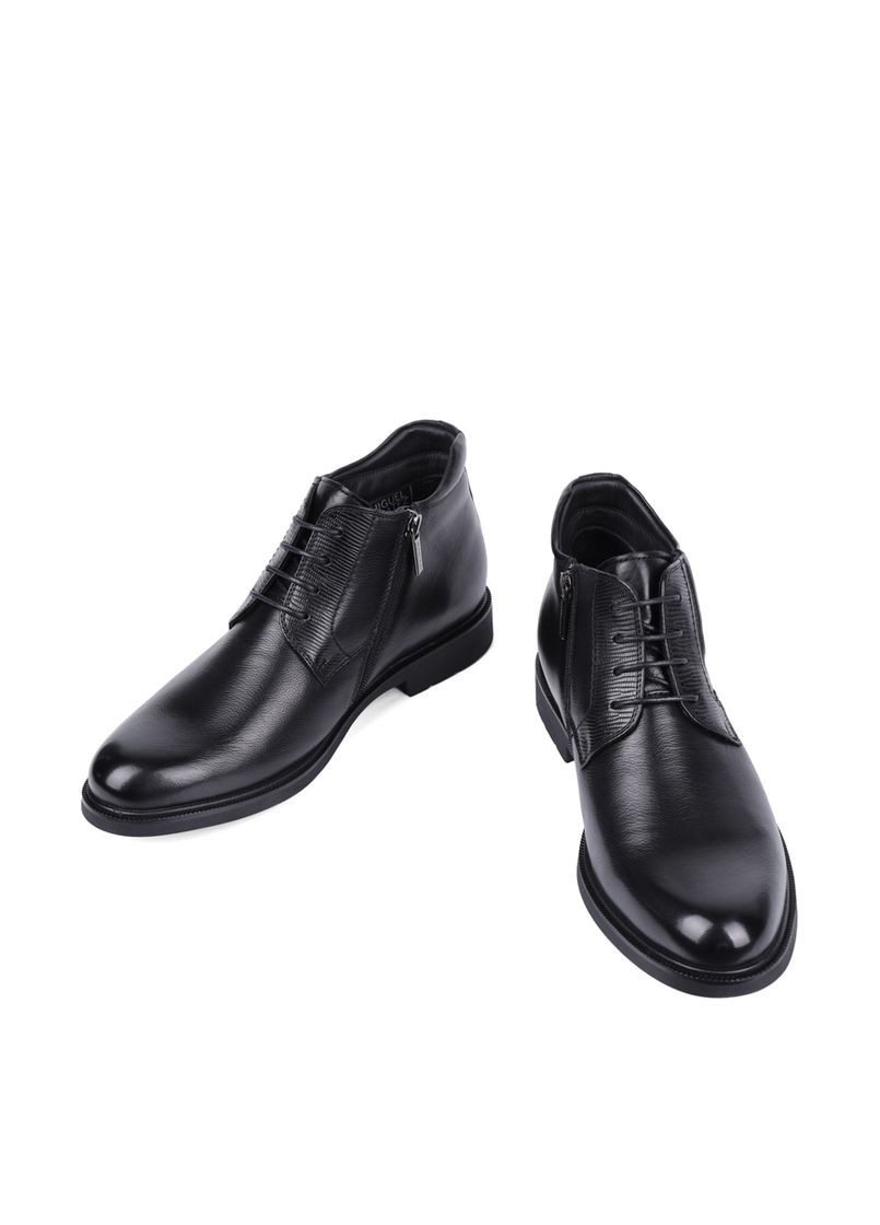 Черные осенние мужские ботинки 678dh-831-1r черная кожа Miguel Miratez