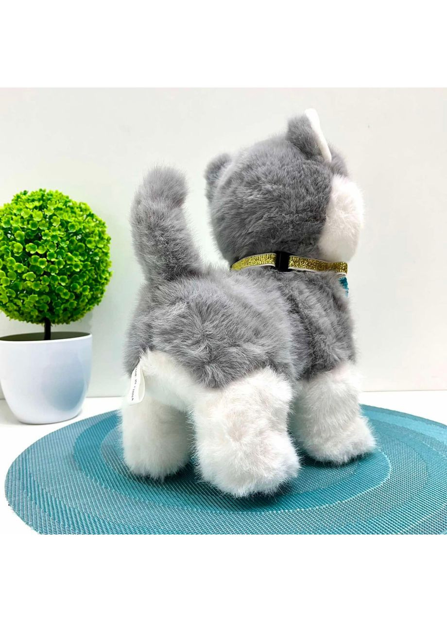 Собачка інтерактивна на повідку ходить махає хвостиком повторюшка 26см Сіра (933-157E) No Brand (363263529)