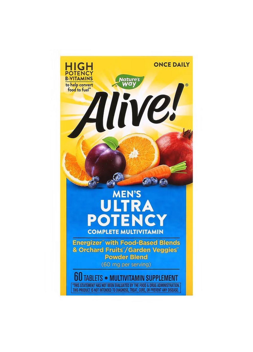 Вітаміни та мінерали Alive! Once Daily Men's Ultra Potency, 60 таблеток Nature's Way (294930260)