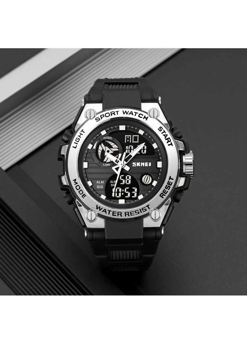 Годинник 2360BKSI Black-Silver спортивний чоловічий кварцовий з водонепроникністю 50м для активного відпочинку ProDobro (367267374)