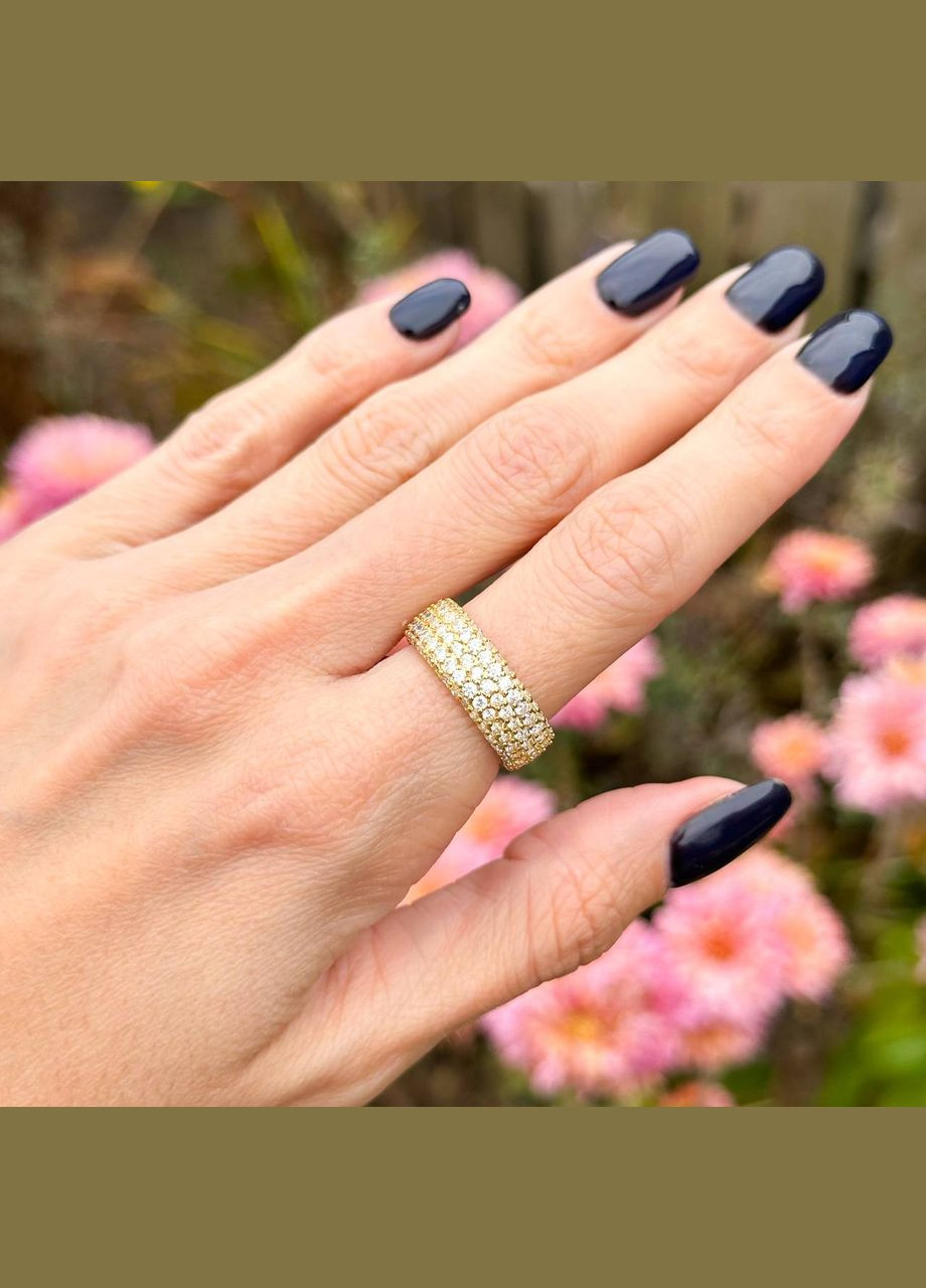 Серебряное кольцо Три ряда паве No Brand (332055420)