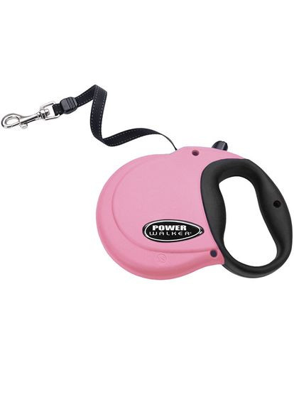 Рулетка-поводок Power Walker Retractable Leash для собак до 7.3кг, лента 3.6м розовая (76484087868) Coastal (364750046)