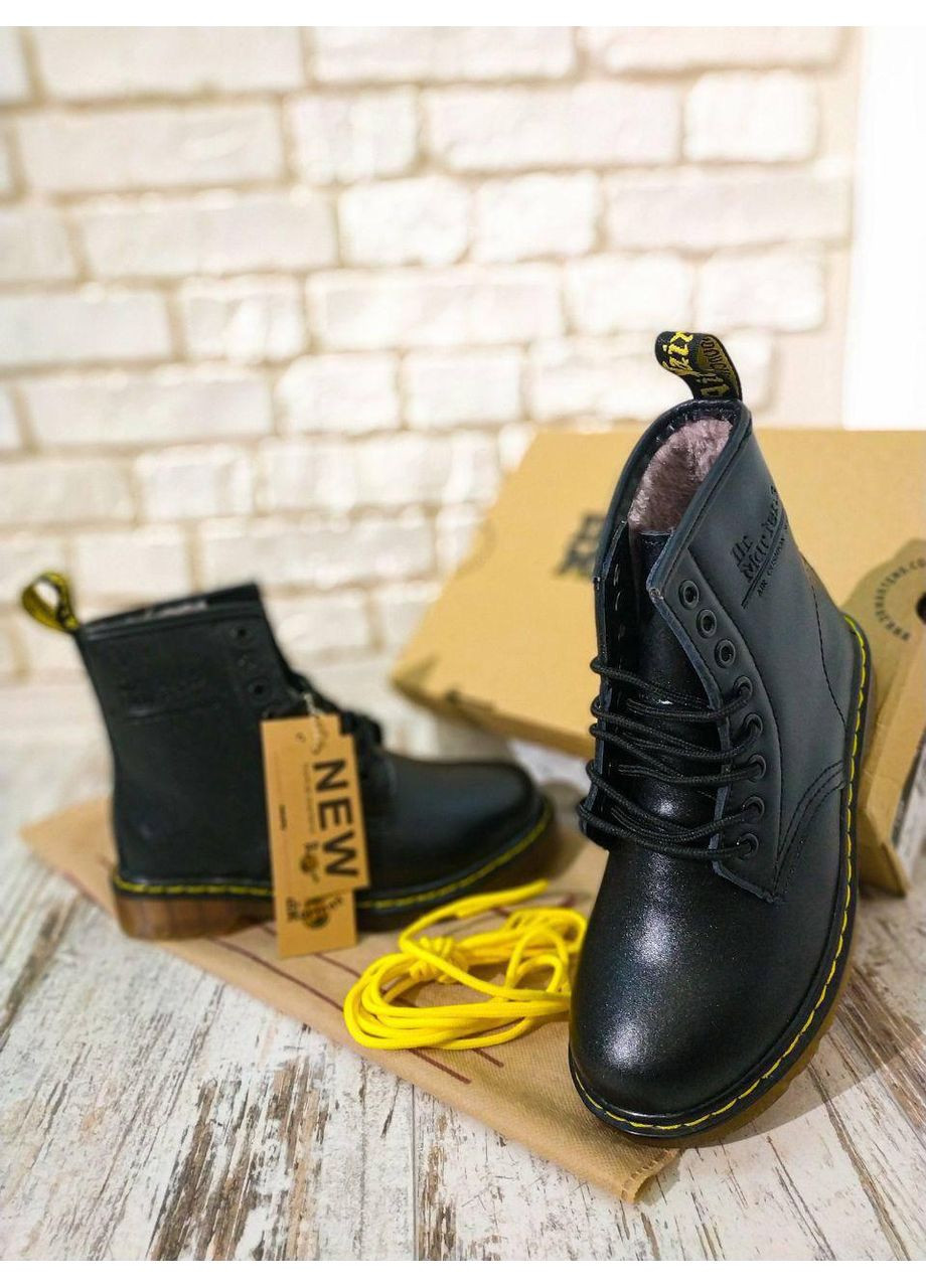 Черные зимние ботинки мужские dr.martens 1460 black 11822006 доктор мартинс (мех) берцы No Brand