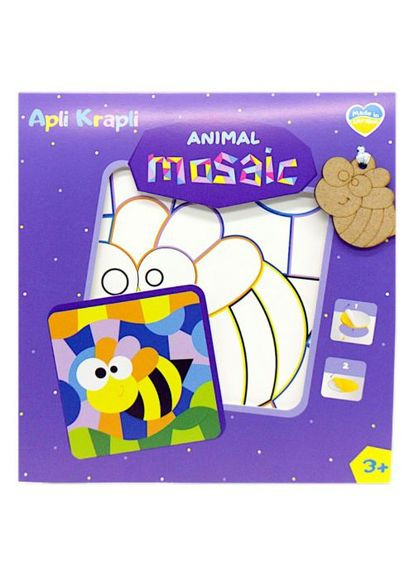 Мозаїка дитяча з фоамірану "Бджілка", 20х20 см Аплі Краплі (361417345)